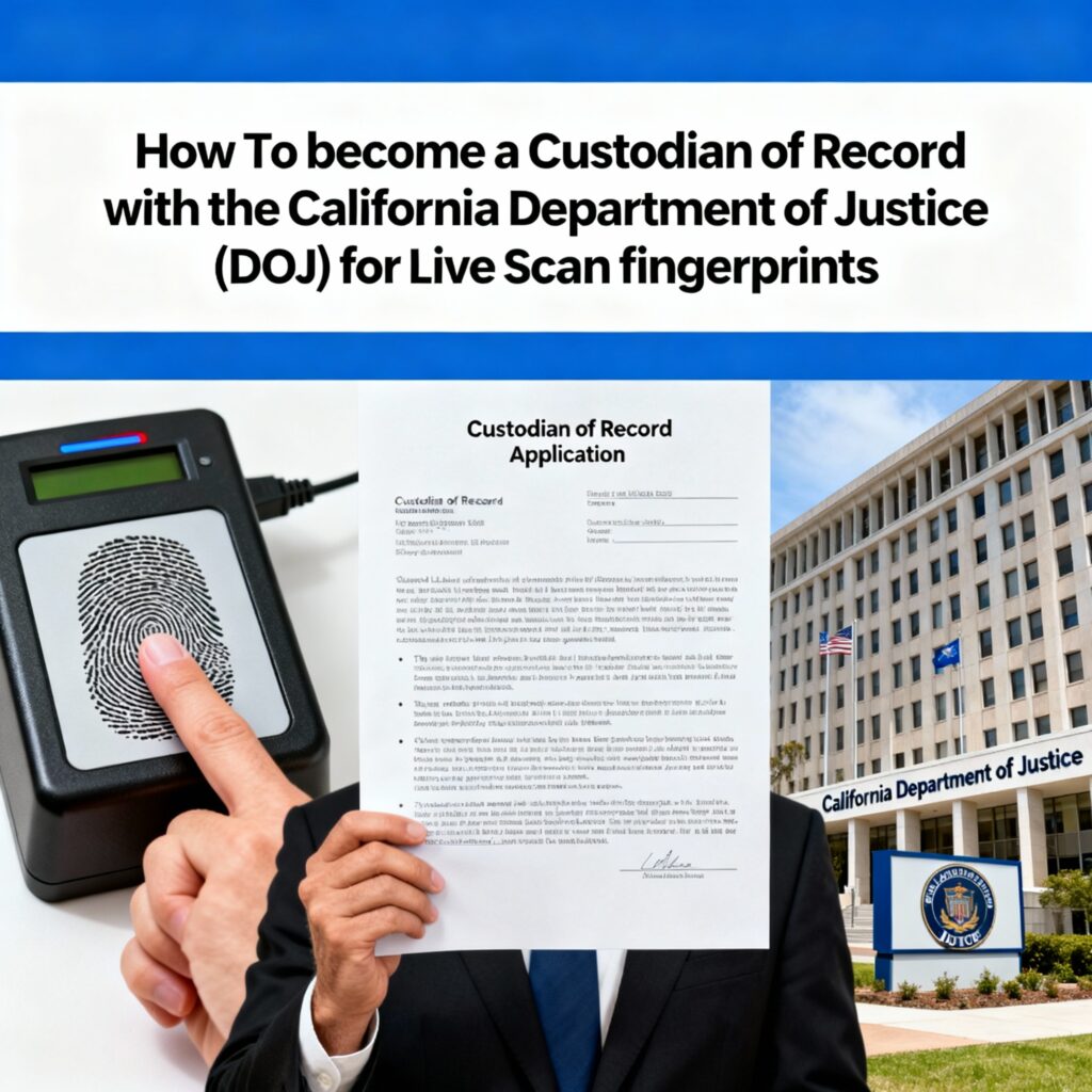 How to become a Custodian of Record with the California Department of Justice (DOJ) for Live Scan fingerprints