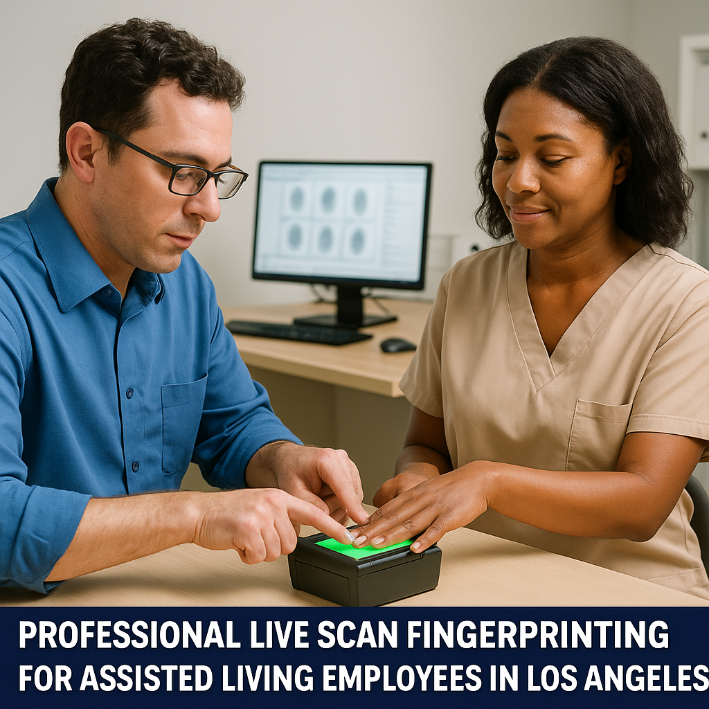 Live Scan fingerprinting for assisted living employees in Los Angeles office