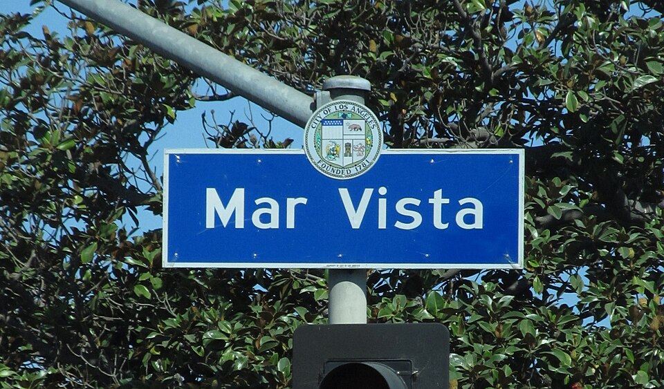 Mar Vista neighborhood sign in Los Angeles near areas served by mobile notary public services