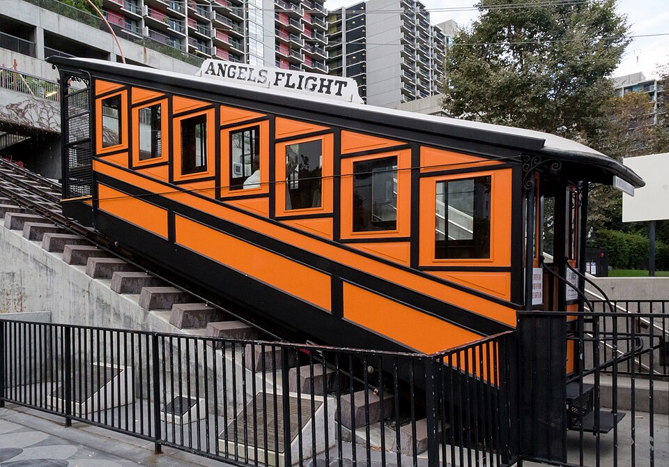 Angels Flight gondola in Downtown Los Angeles near Live Scan fingerprinting services in Los Angeles